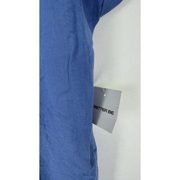 Better Be Womens Blue Button Up Short Sleeve Cotton Romper Collared Large NWT - Picture 11 of 13